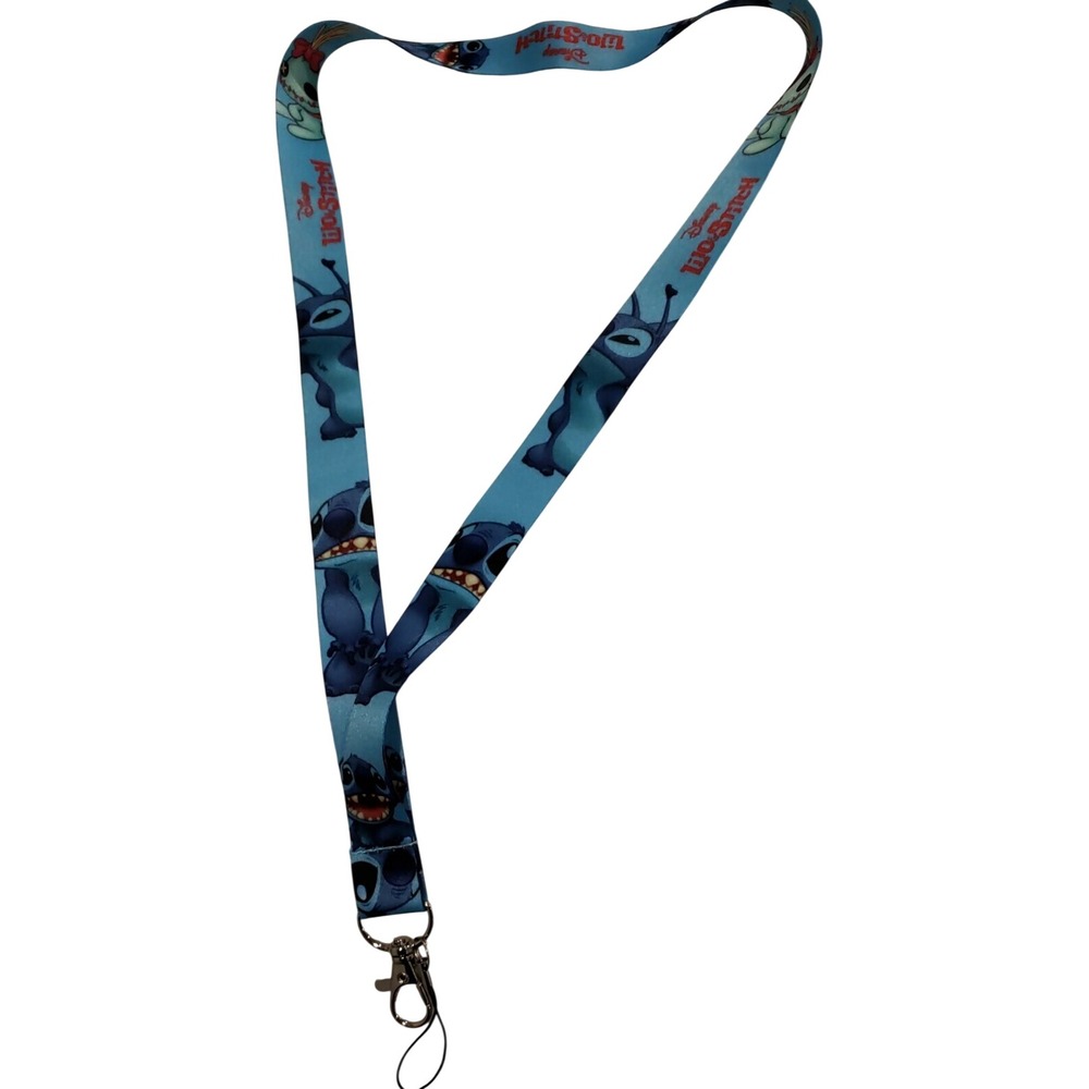 Disney Lilo and Stitch Neck Lanyard Pin Trading ID Badge Holder Blue 018